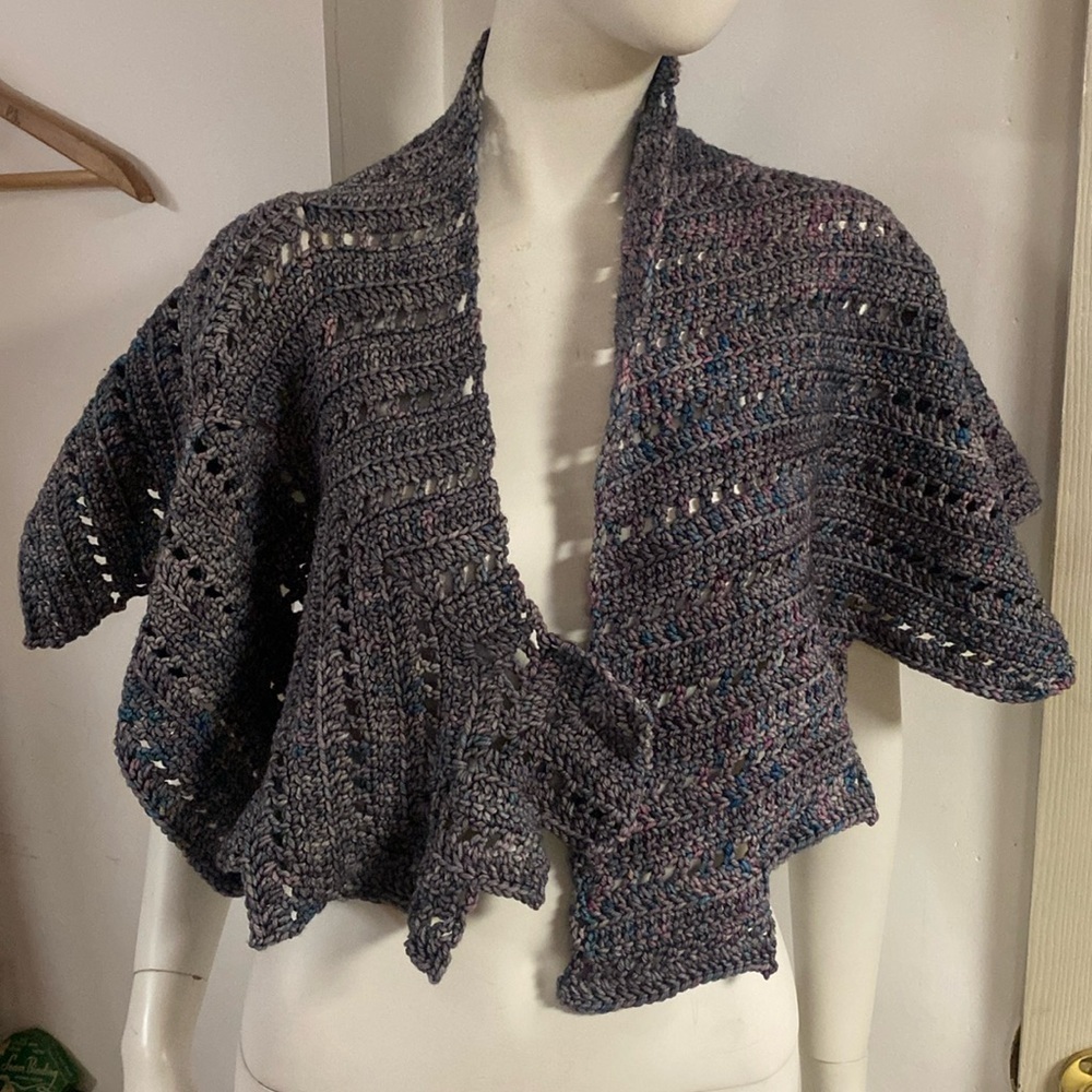 Hand crocheted purple shawl one size